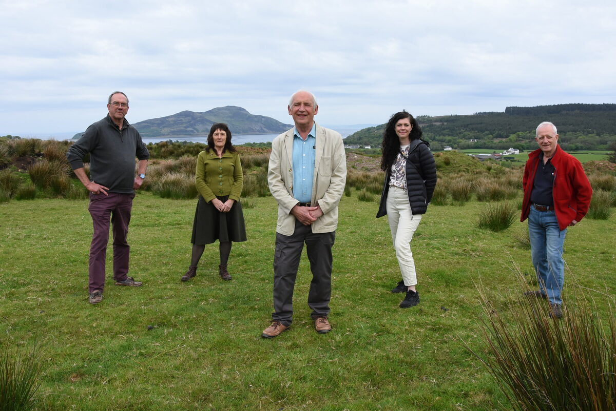 ACR chairman Donald McNicol, centre, on the 20-acre solar farm site in Lamlash with, left to right, Kenneth Bone, Helen Ross, Esther Brown and Gavin Steven.