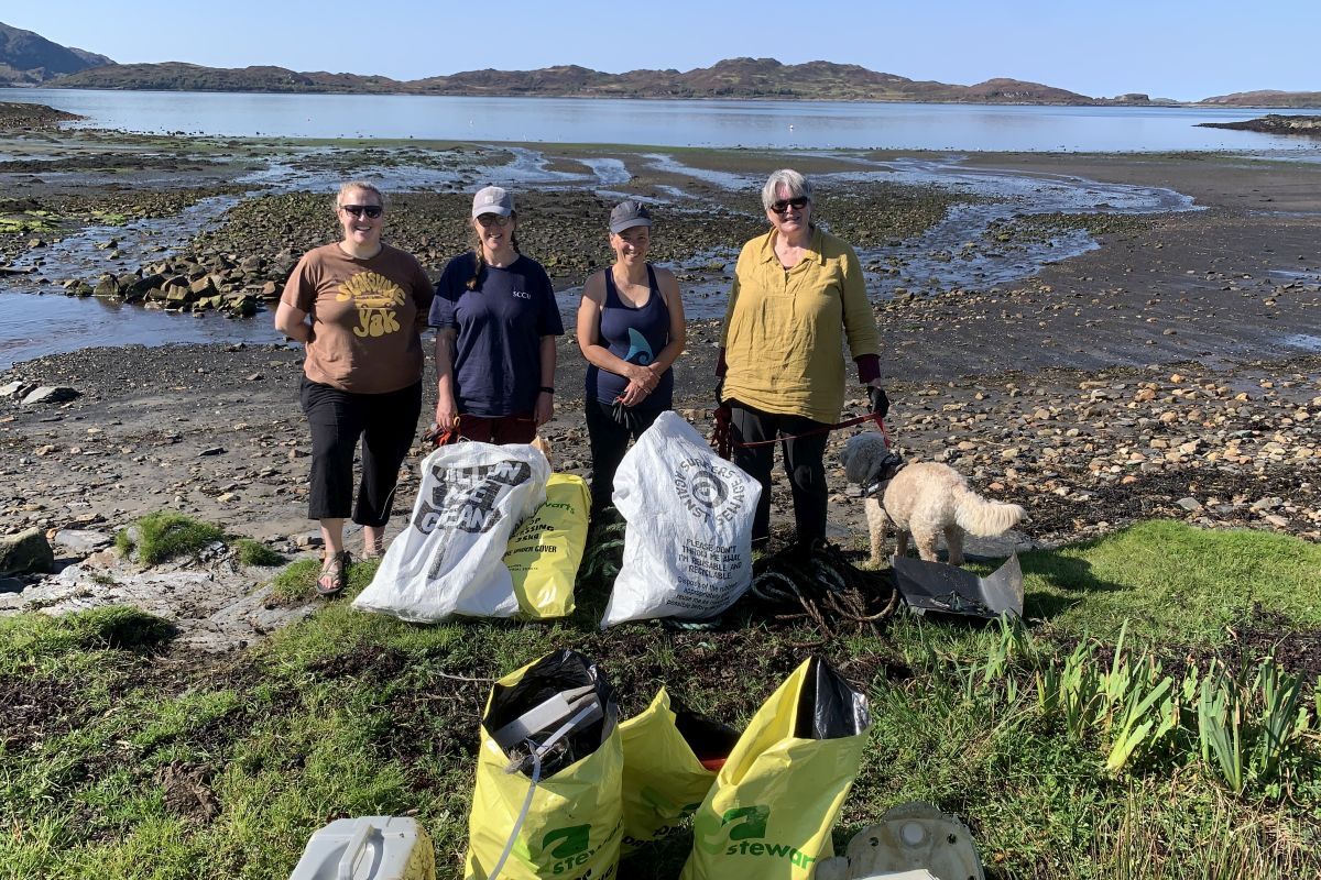 Five sacks of litter were collected plus pipes and oil containers found at Blackmill Bay during a beach clean.