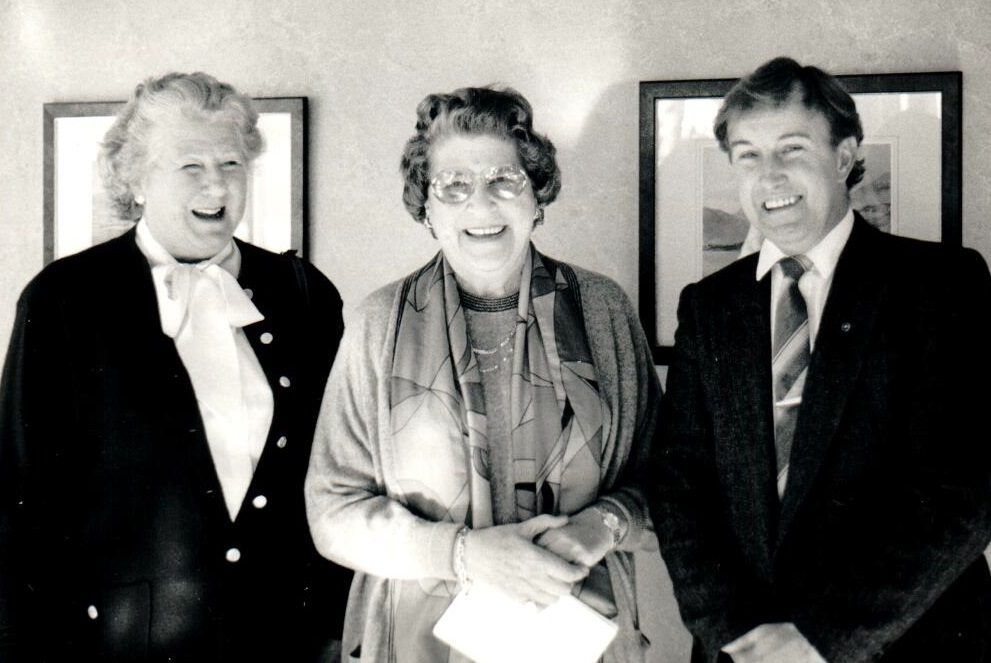 Baroness Trumpington, centre, with Lady Jean Fforde and John Dalby during a visit to the island where she spoke to members of the Tory party. Baroness Trumpington, centre, with Lady Jean Fforde and John Dalby during a visit to the island where she spoke to members of the Tory party.