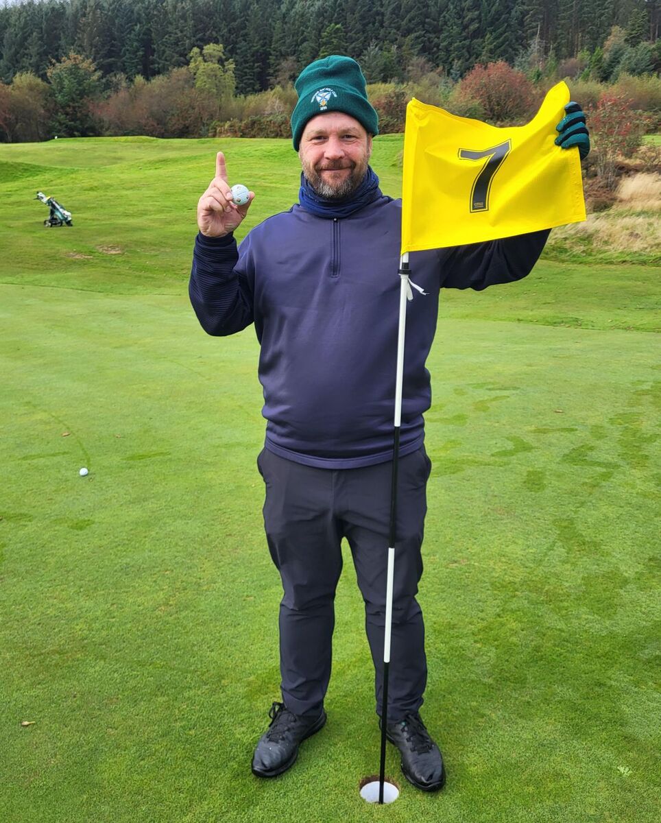 Whiting Bay's Ryan Kerr with the first ace of his golfing career.