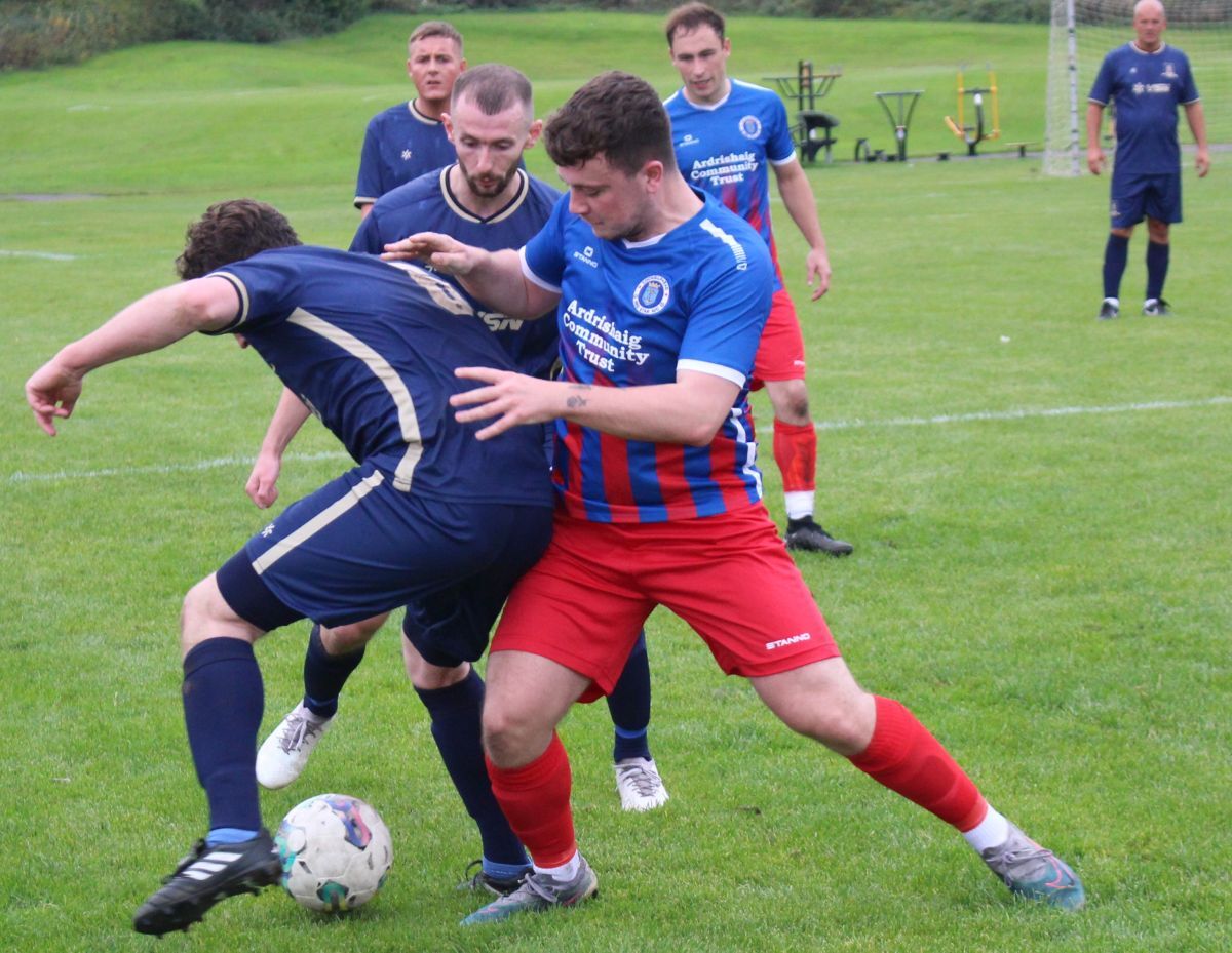 Pitch tackle during the Weir recreation AFC vs Lochgilphead Red Star game. Photograph: Chris Sanderson Pitch tackle during the Weir recreation AFC vs Lochgilphead Red Star game. Photograph: Chris Sanderson