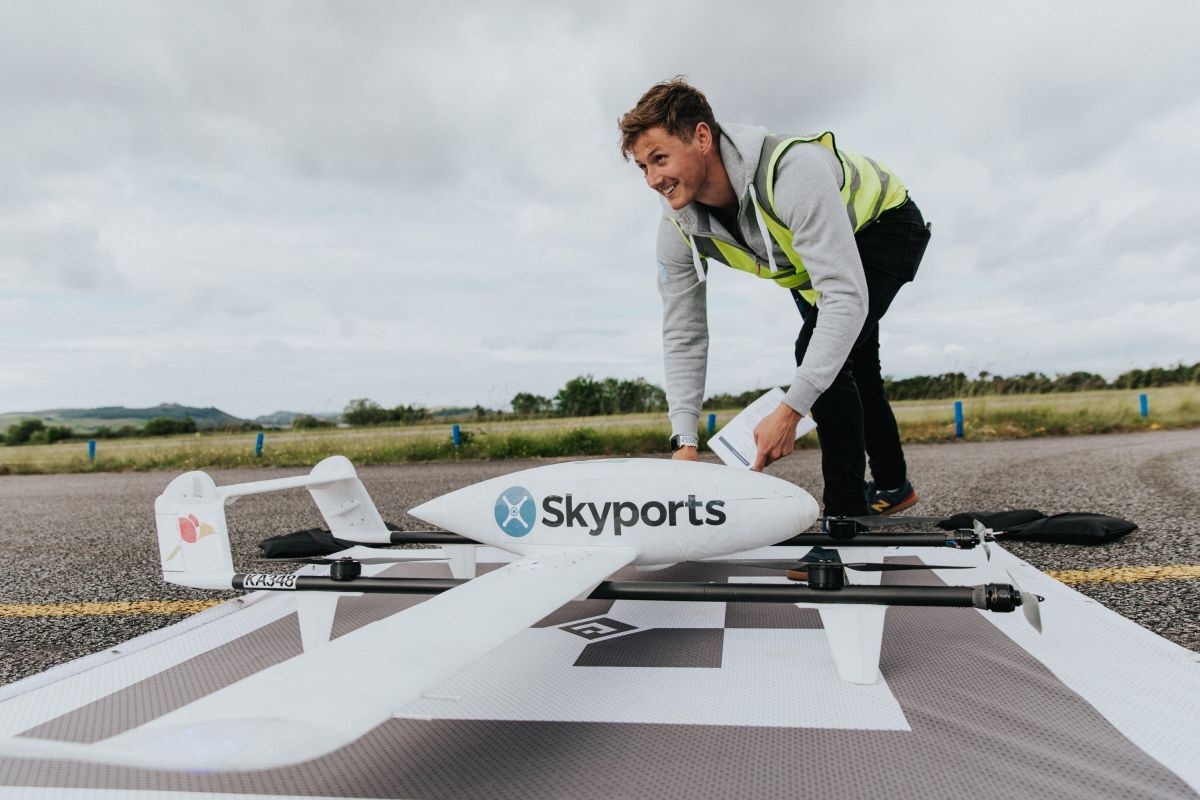 One of the drones which may soon be delivering medical supplies to and from the island. Photograph: Skysports/CAELUS.