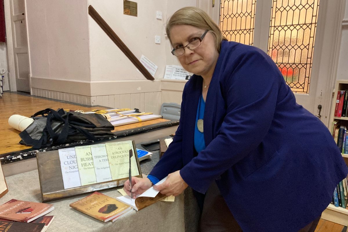 Lindsay Campbell signing books after her talk. Photograph: Inveraray History Society