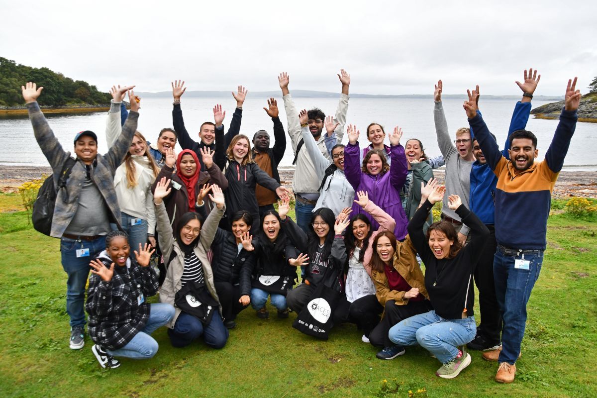 The new cohort of students, who were delighted to be in Oban, on the beach at SAMS. Photograph: SAMS