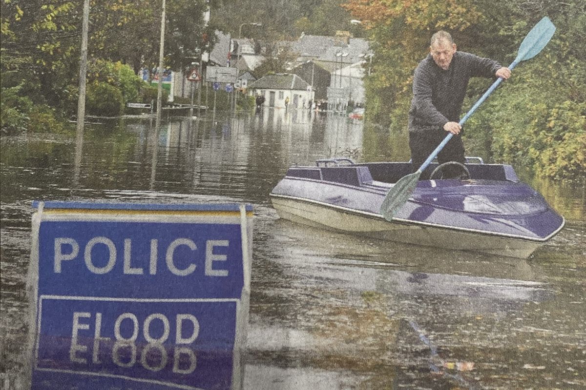 2014: Hector Macdonald was forced to push the boat out when Oban flooded. 