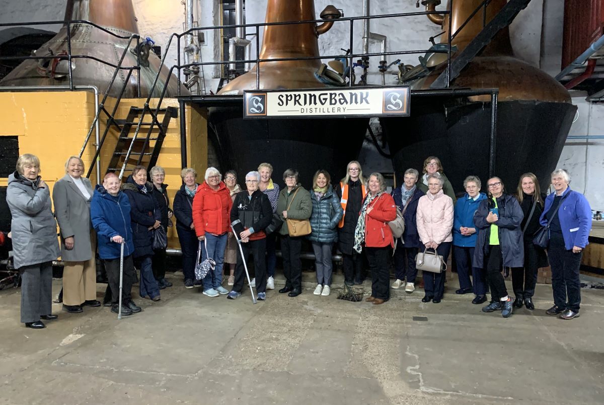 The ladies of Southend SWI learned a lot on their tour of Springbank Distillery.