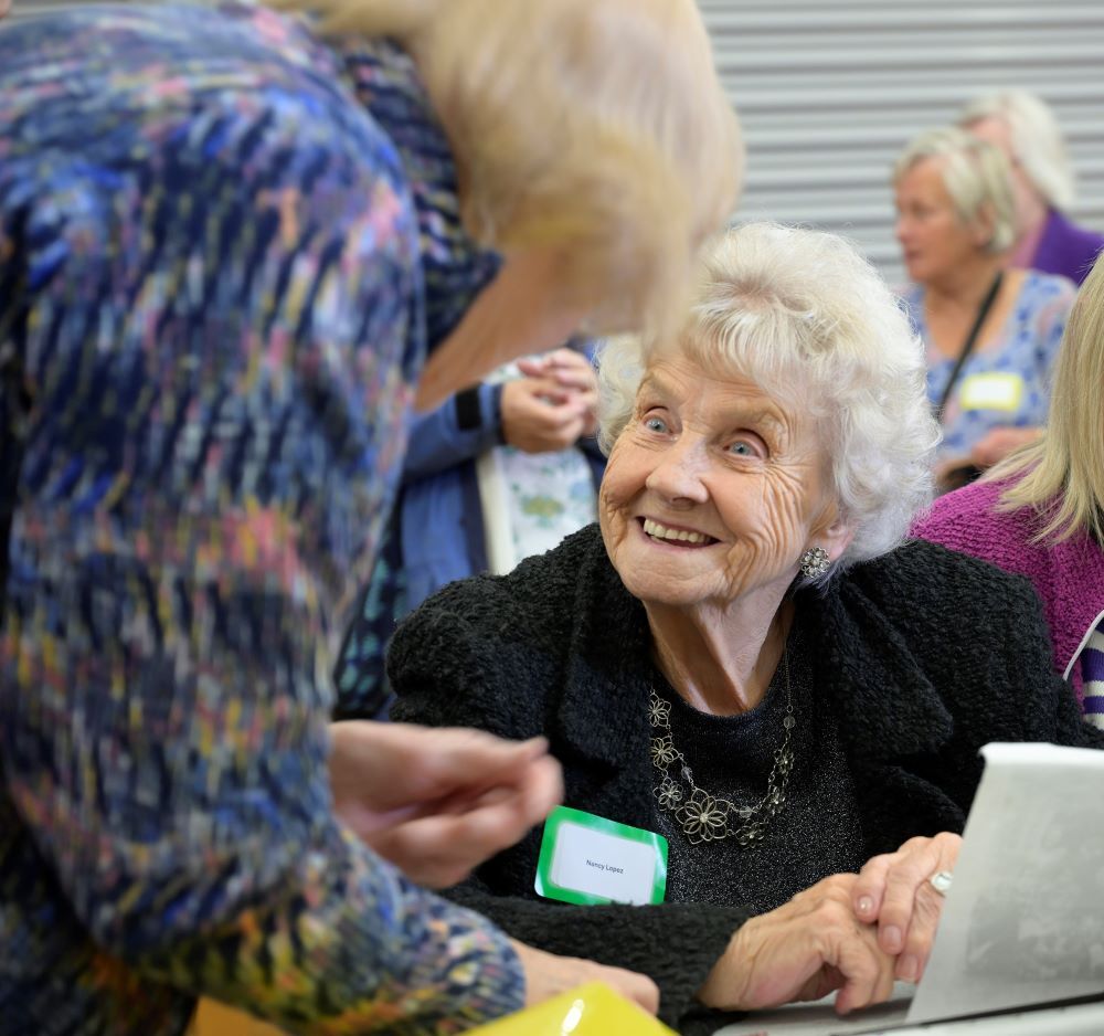 A beaming smile from Nancy Lopez as she relived childhood memories. Photograph: Iain Ferguson, alba.photos.