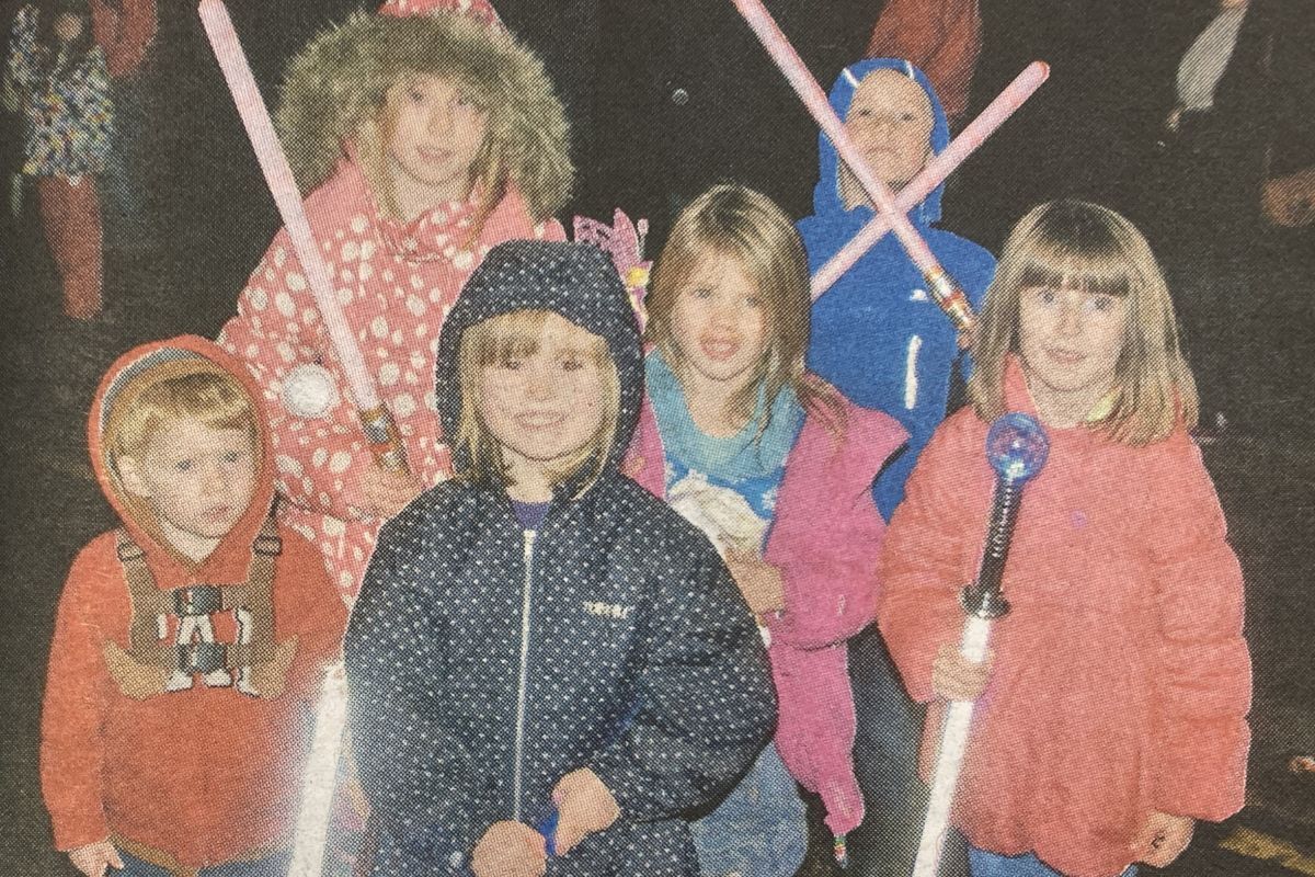 2014: Enjoying firework fun: Carson Speirs, 2, Ruby Duke, 8, Roxanne, 4, Rhianna Devlin, 6, Scarlett Speirs, 4 and Liam Cook, 6.