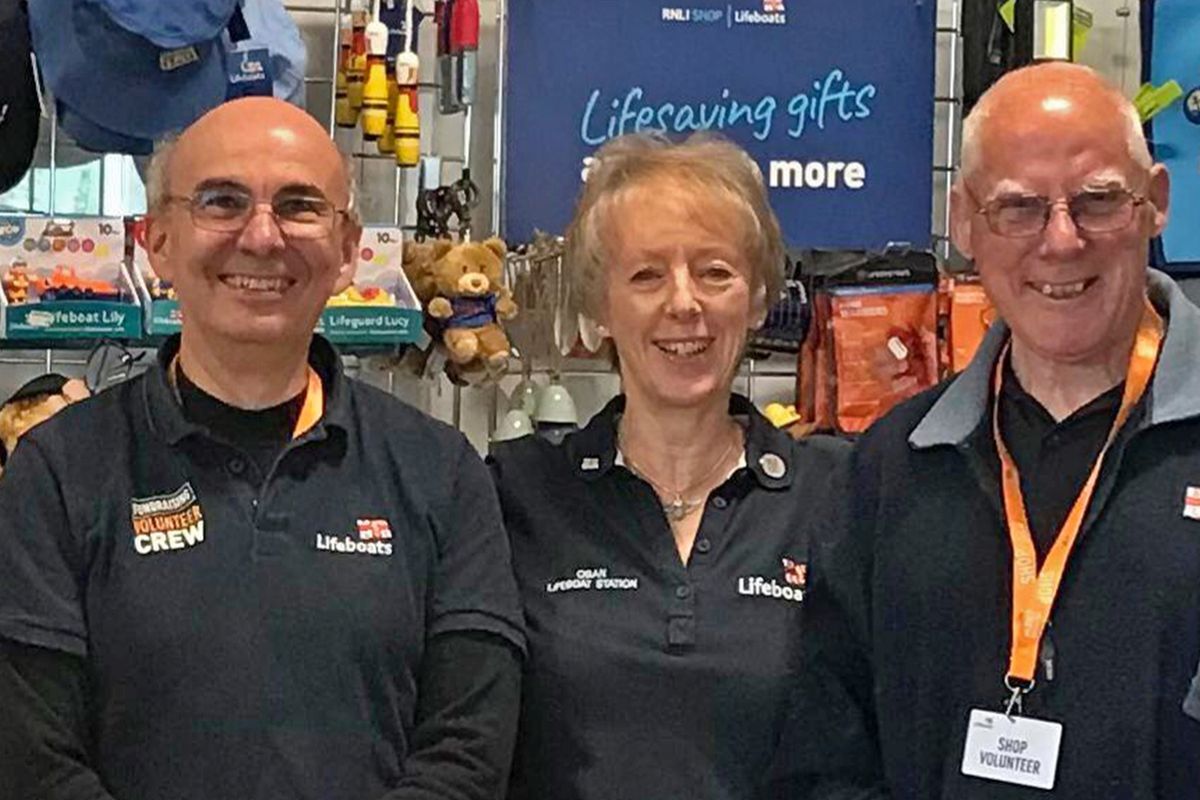 Oban lifeboat fundraisers Iain Paul, Fiona Campbell and Phil Toms. Photograph: RNLI Oban lifeboat fundraisers Iain Paul, Fiona Campbell and Phil Toms. Photograph: RNLI