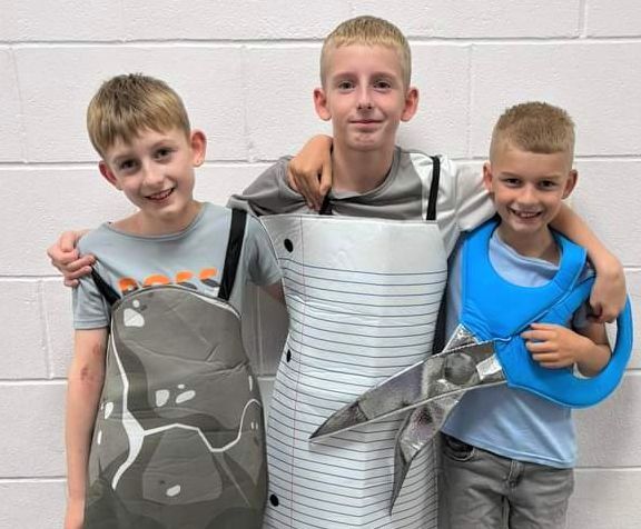 Clever combo - Rock, paper, scissors at St Columba's Primary School Halloween party. Photograph: St Columba's Primary School
