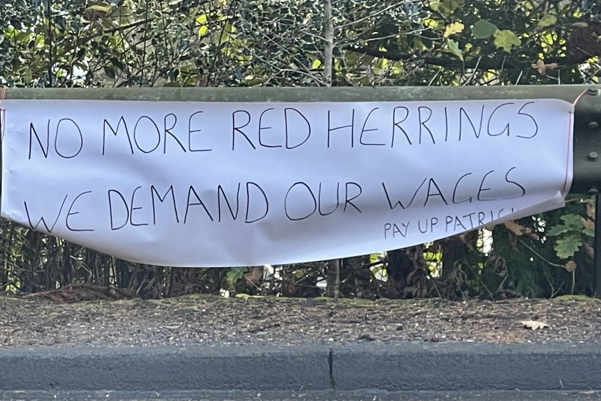 Protestors' banner at the Inverawe Smokehouse road end, pictured last year.