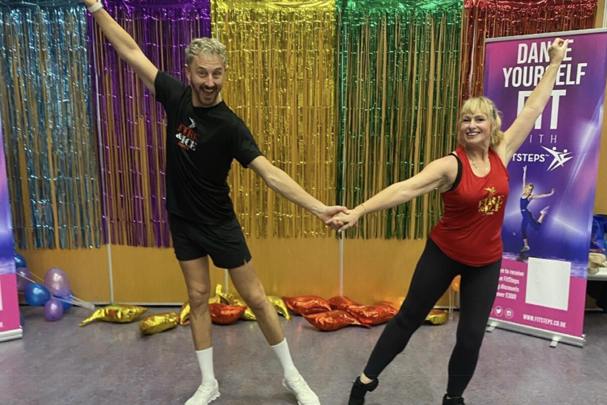 Fiona Rodriguez with Strictly Come Dancing professional dancer Ian Waite at the Fire and Ice event in Edinburgh. Photograph: FitSteps With Fiona.