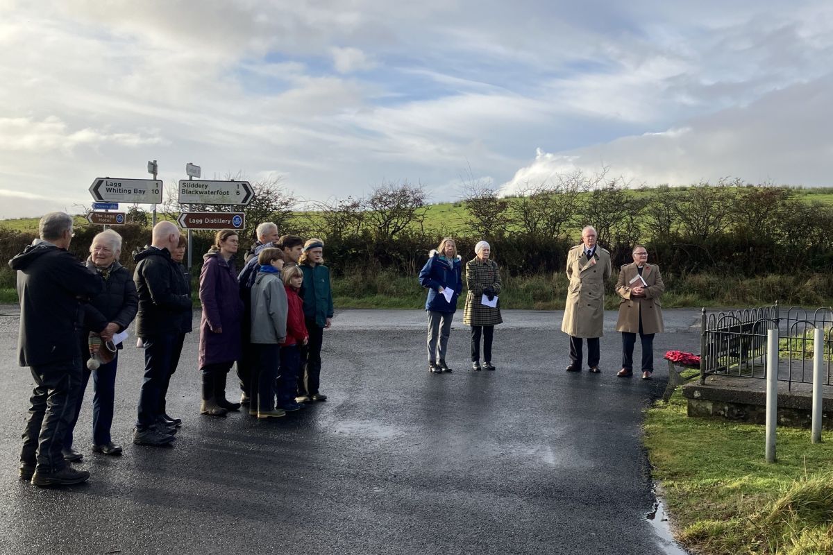 Kilmory Outreach observed Remembrance Sunday at the Bennecarrigan War Memorial. Photograph: Wilma Currie.