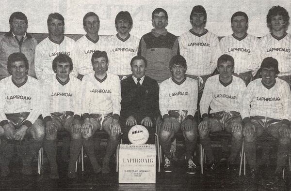 1984: Port Ellen football team in their new strip, with distillery manager Mr Murdoch Reed in the centre. 