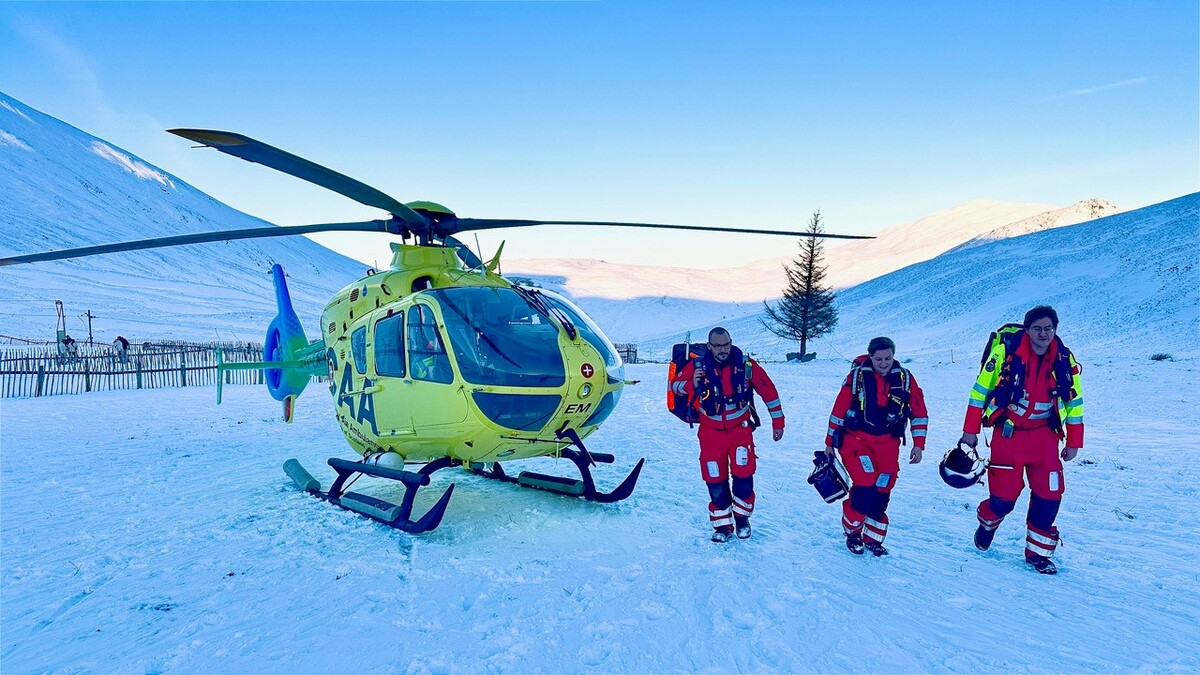 The crew head out in the cold. Photograph: Scotland's Charity Air Ambulance. 