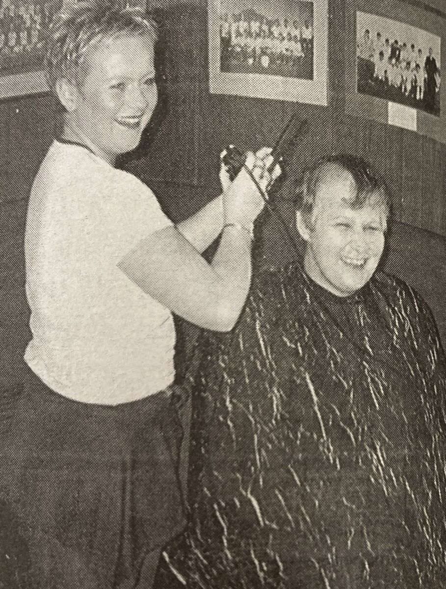 1999: Campbeltown woman Catherine-Ann Galbraith having her head shaved to raise funds for the BBC Children in Need appeal.