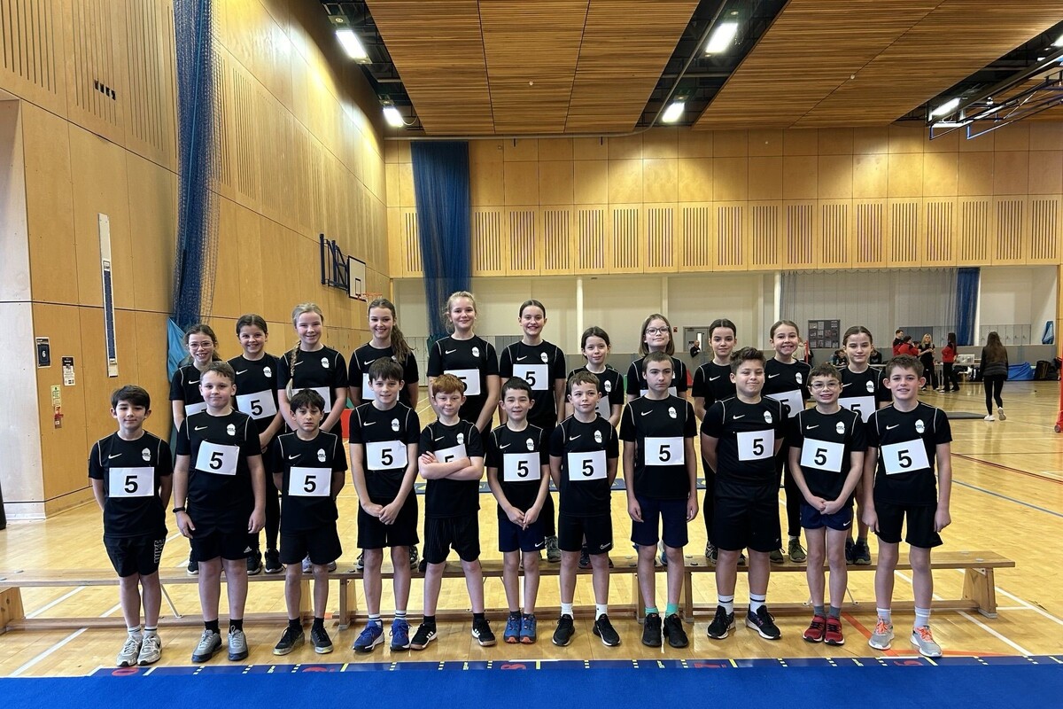 The team of Arran athletes who were ranked third in North Ayrshire at the North Ayrshire Sports Hall Athletics finals. Photograph: Ross Dobson. 