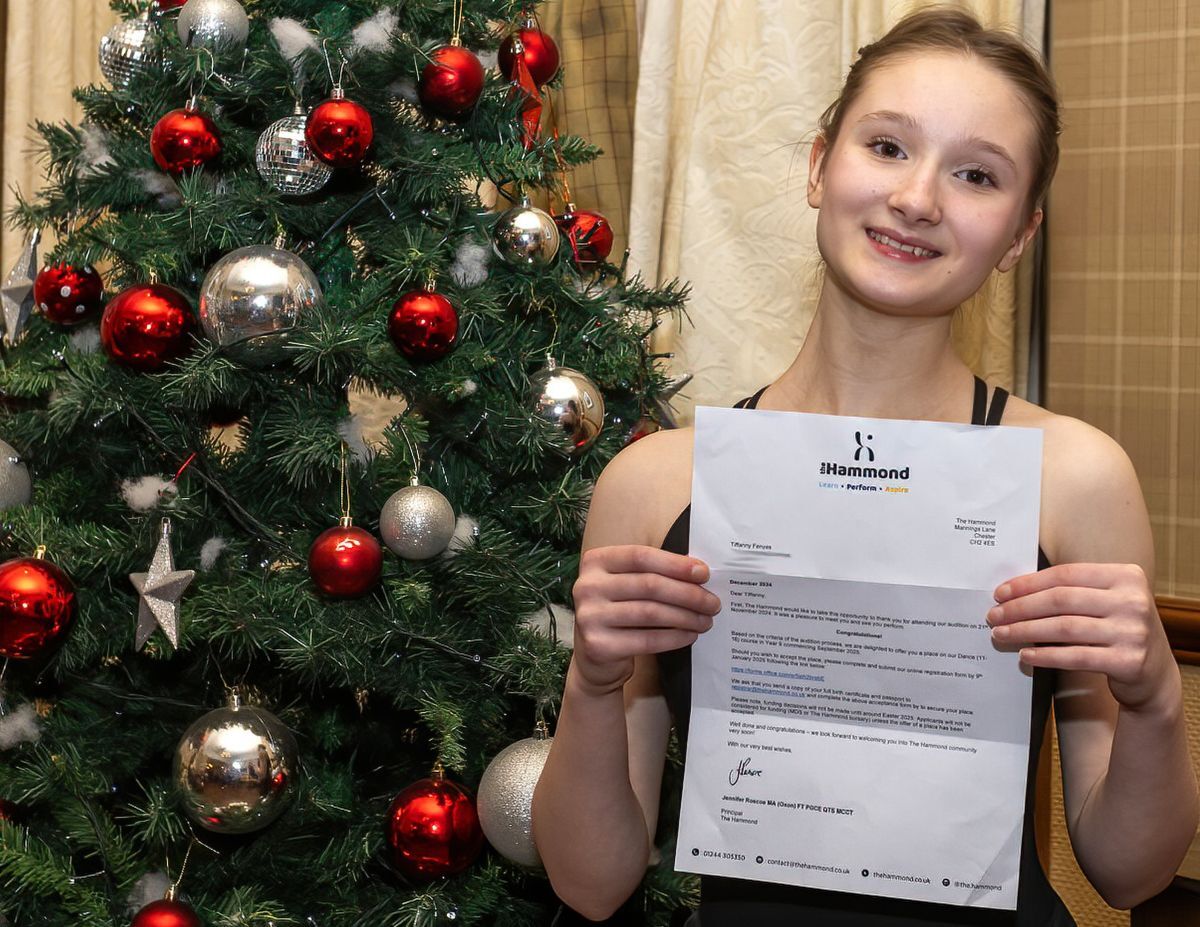 Tiffanny Fenyes with her offer letter from The Hammond, one of the UK's top vocational dance schools. Photograph: Stephen Lawson Tiffanny Fenyes with her offer letter from The Hammond, one of the UK's top vocational dance schools. Photograph: Stephen Lawson