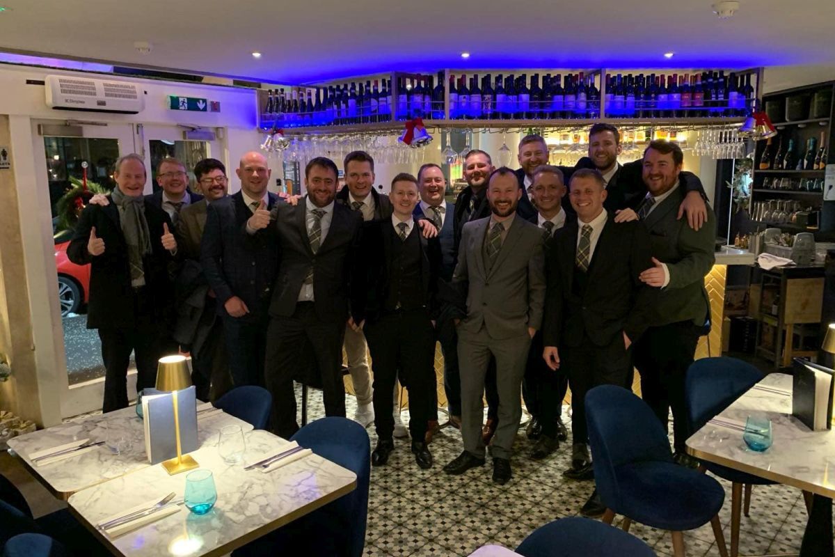 The lads enjoyed an Italian meal before retiring to the Park Bar. Photograph: Robert Robertson.