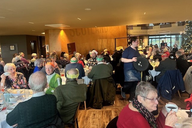 Almost 100 people attended this year’s Kilmory and Kildonan Senior Citizens’ lunch at Lagg Distillery. Photograph: KK Senior Citizens. 