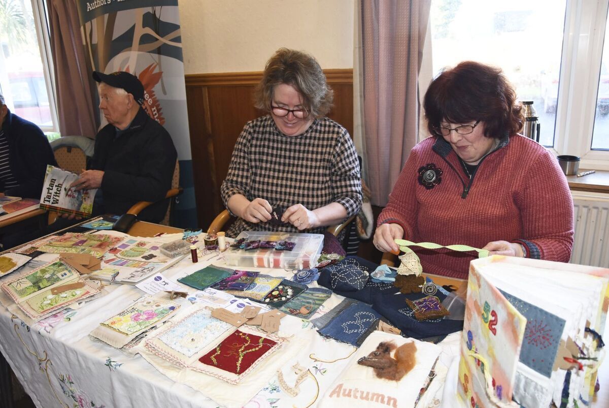 Fiona Doubleday and Coral Smith of Whiting Bay Stitchers at the previous Arran Theatre and Arts Trust open day.