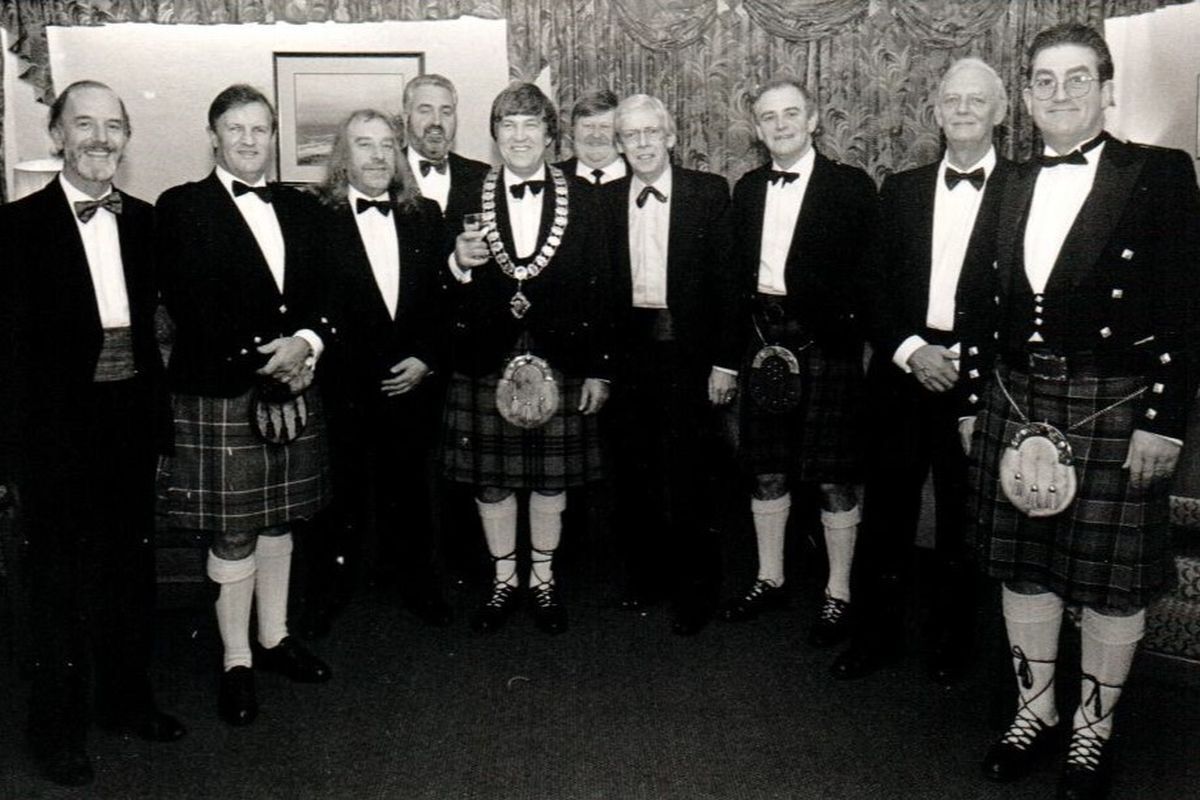 Arran’s pub landlords gather at the Arran Licensed Trade Association’s annual dinner at the Kinloch hotel. From left: John Dowson, Russell Duncan, Dave Ashcroft, Dave Hodkin, Brian Boal, John Carpenter, Joe Bulger, Tommy Gilmore, Lawrence Crawford, Ian Mc