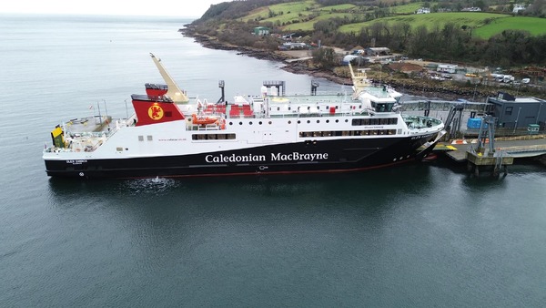 MV Glen Sannox makes for an impressive sight berthed at Brodick pier.