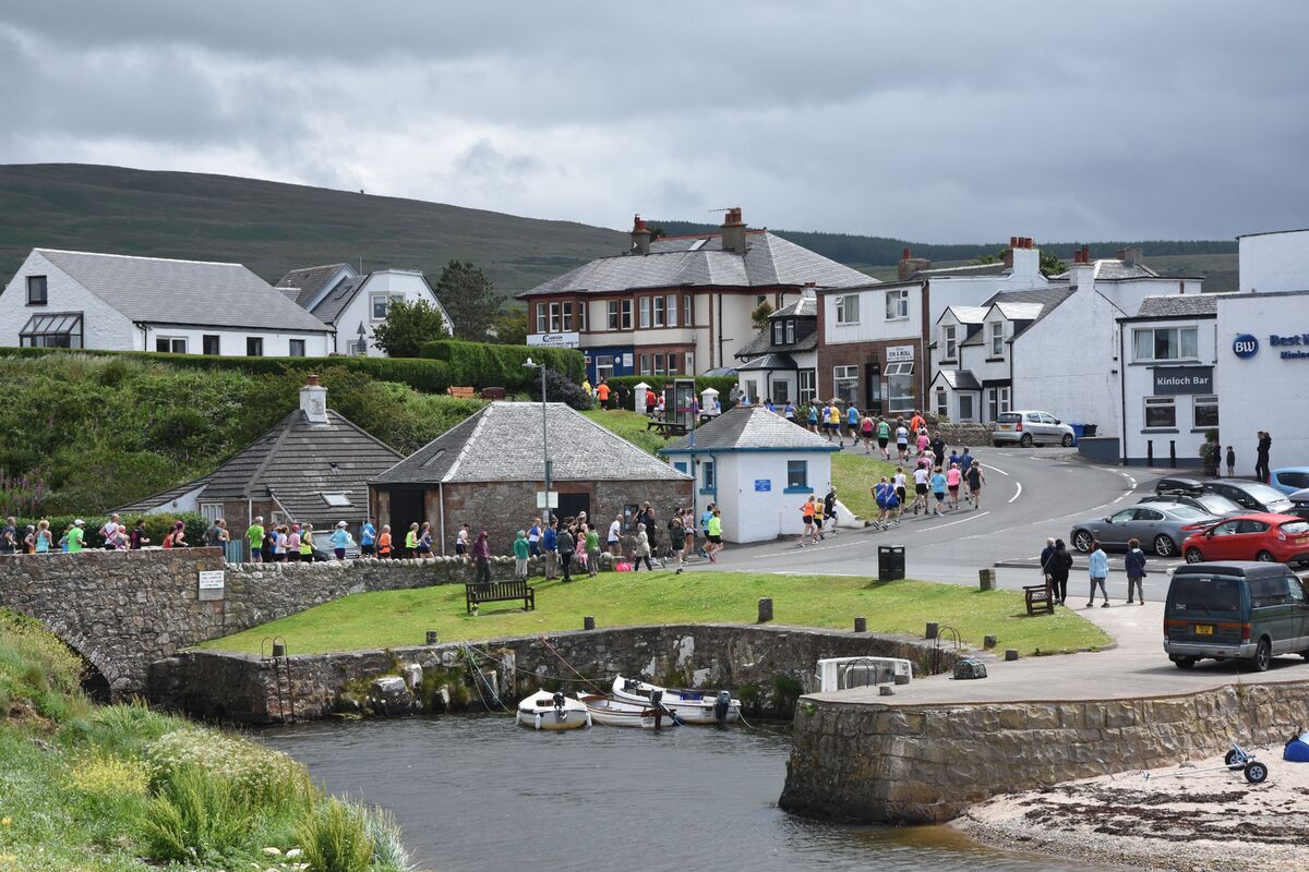 Runners make their way through the village of Blackwaterfoot during the 2019 Shiskine Half Marathon. 