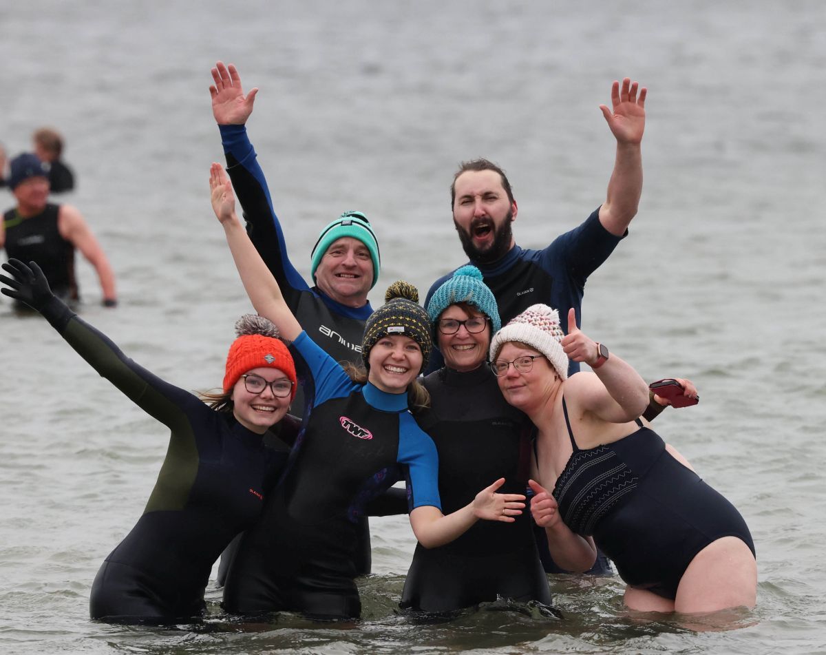 Daring dookers at Tralee on New Year's Day. Photograph: Kevin McGlynn