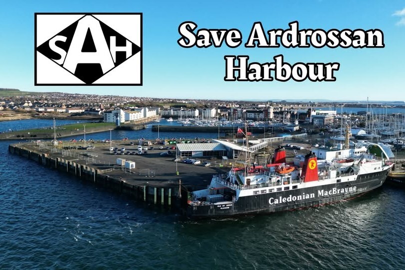 The petition to save Ardrossan Harbour has been launched on Arran following a successful launch in the Three Towns late last year by the group Save Ardrossan Harbour. Photograph: SAH.