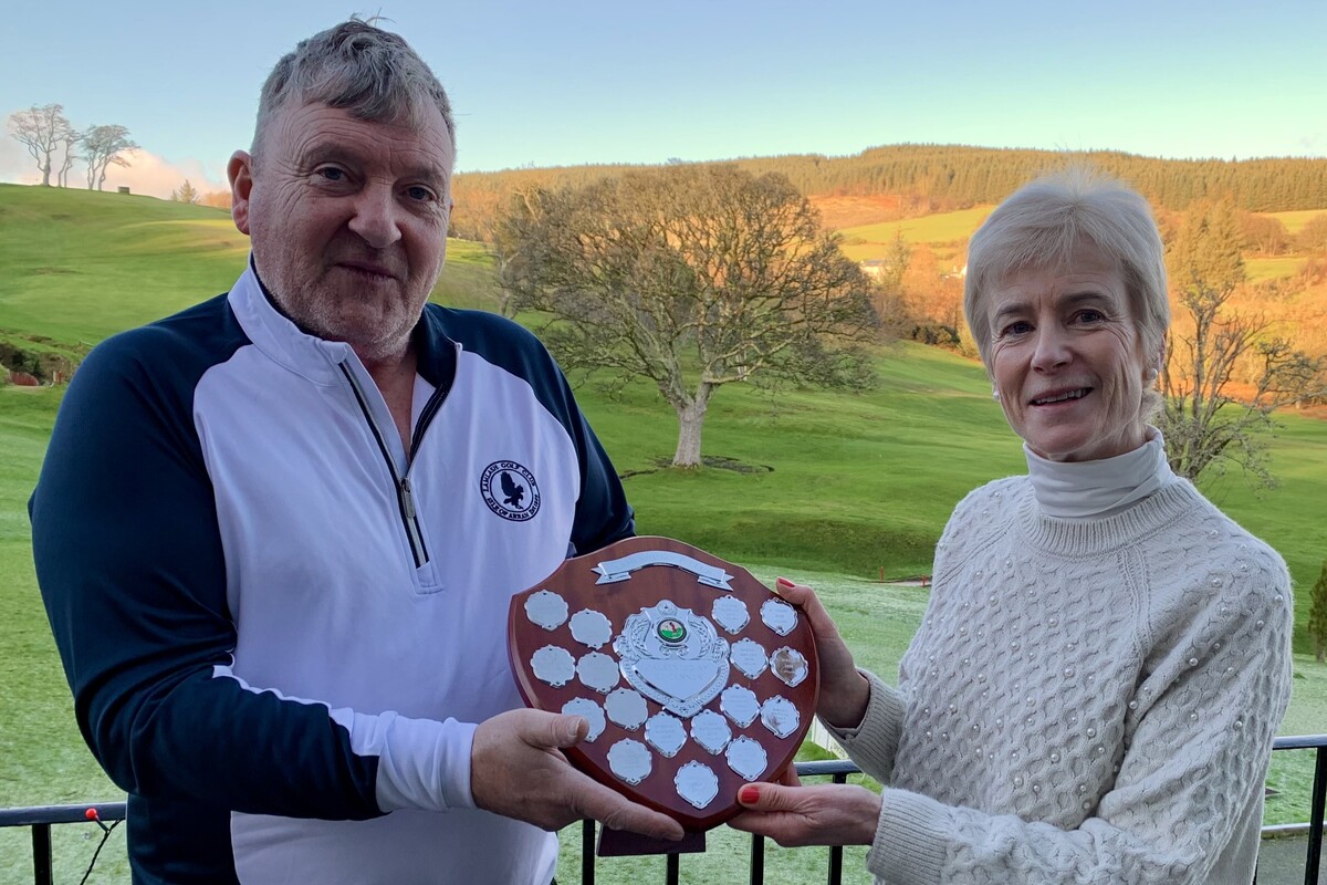 Eddie Cannon Junior presents Val Crawford with his father’s trophy for winning the first Lamlash competition of the year. Eddie Cannon Junior presents Val Crawford with his father’s trophy for winning the first Lamlash competition of the year.