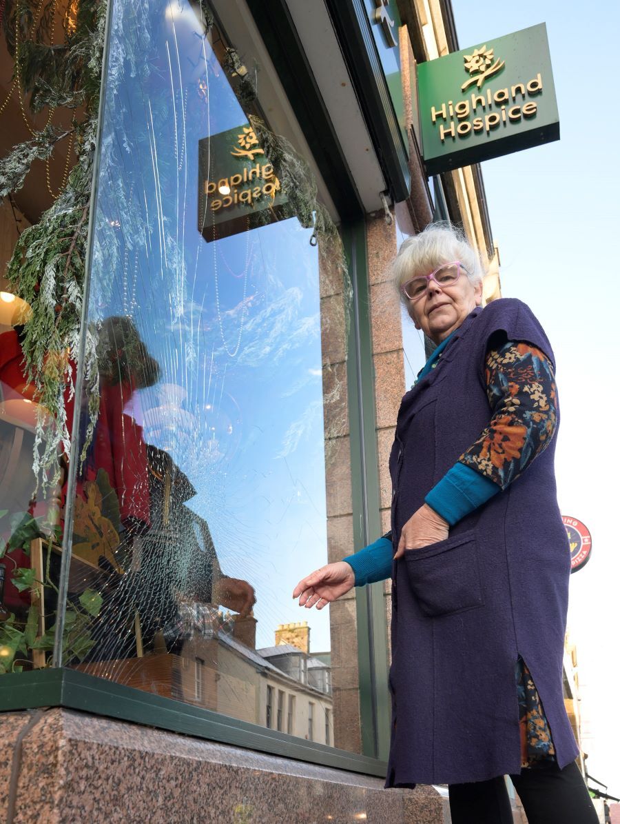 Highland Hospice manager Maggie Wilson is fuming at having to clear up after another vandalism attack. Photograph: Iain Ferguson.