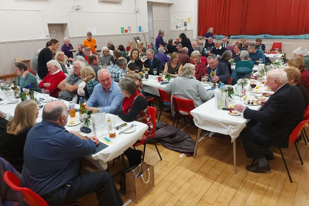 Around 90 people attended Shiskine’s Burns Supper, the first event of its kind in the village for six years. Photograph: Shiskine Hall.