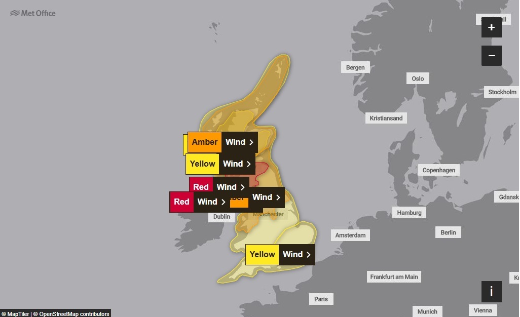 Met Office weather warnings have been issued across Scotland as Storm Eowyn sweeps across the country. Photograph: Met Office. 