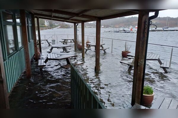 The cafe in Tayvallich was flooded. Photograph: Nicholas Mes.