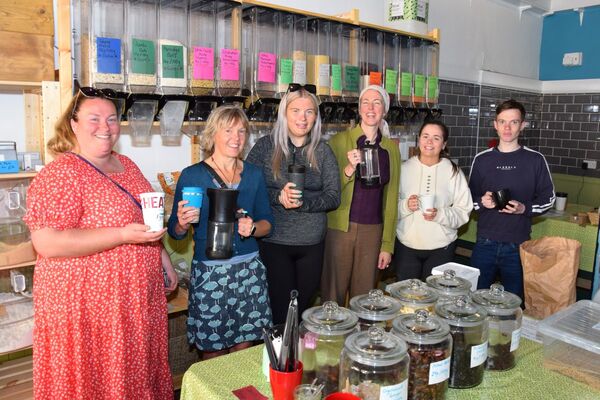 Kintyre Weigh shop co-founder Sharyn, third right, celebrating a previous World Refill Day with some of the team from Inspiralba.