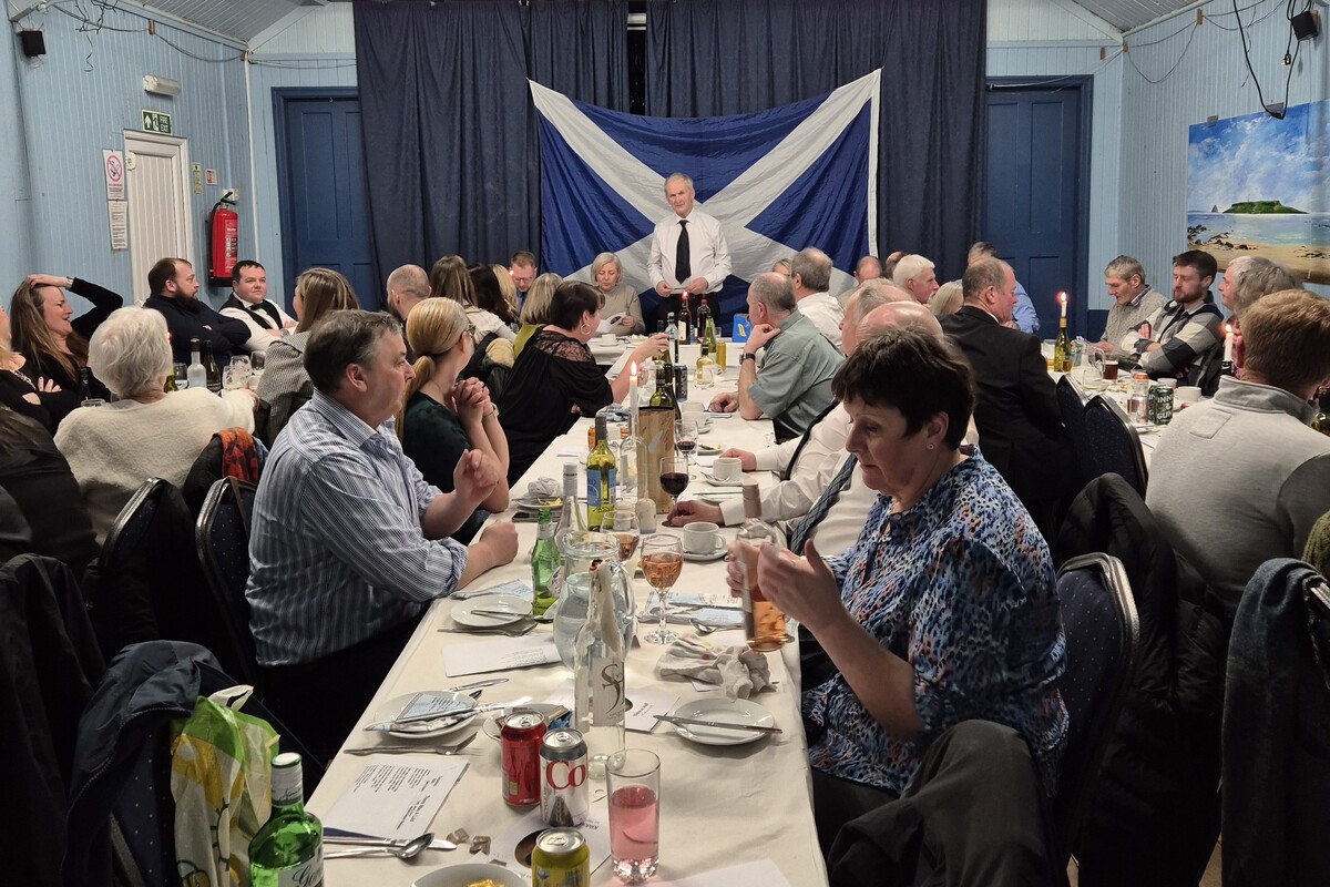 More than 80 guests sat down for a traditional supper of haggis, neeps and tatties at Kildonan Burns Club’s 30th annual Burns Supper. Photograph: KBC. 