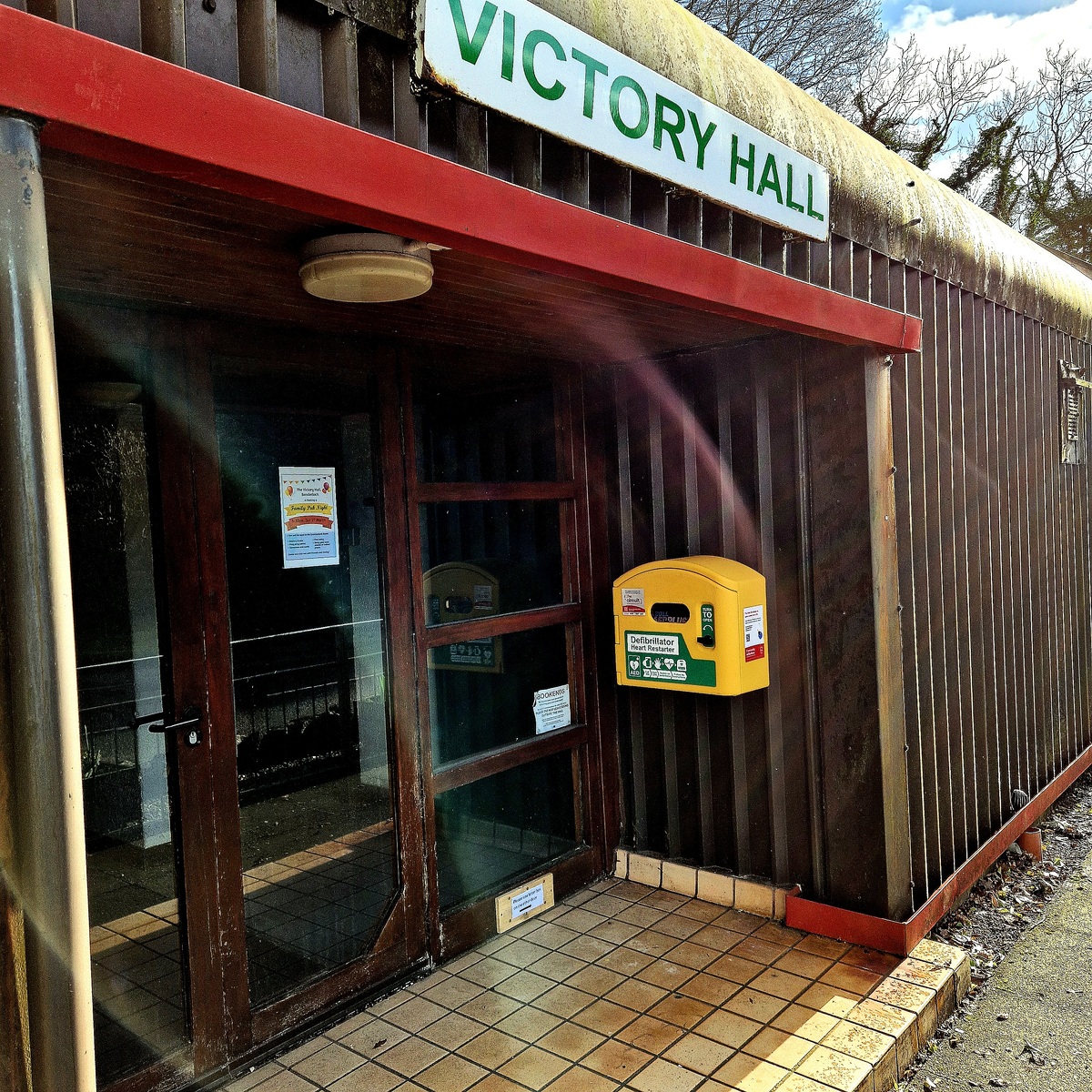 Victory Hall receives life-saving defibrillator