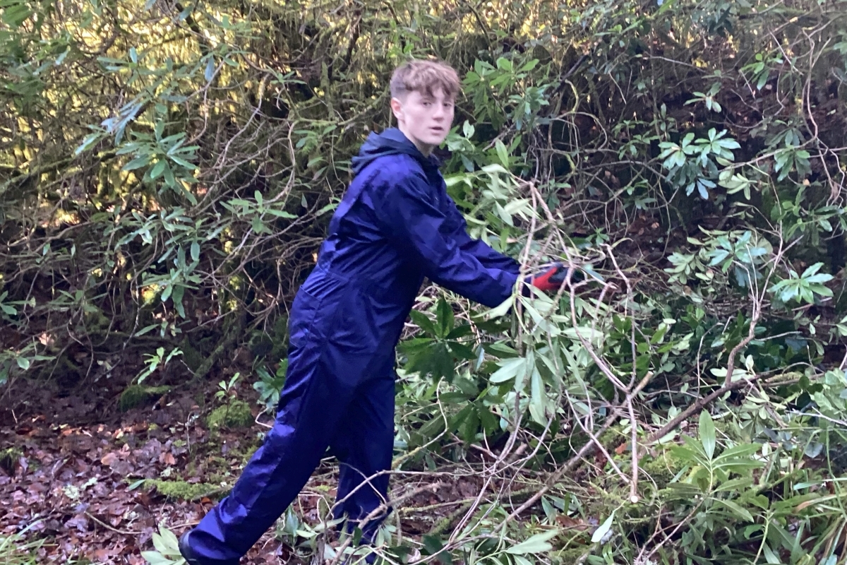 High school boys muck in to clear storm damage