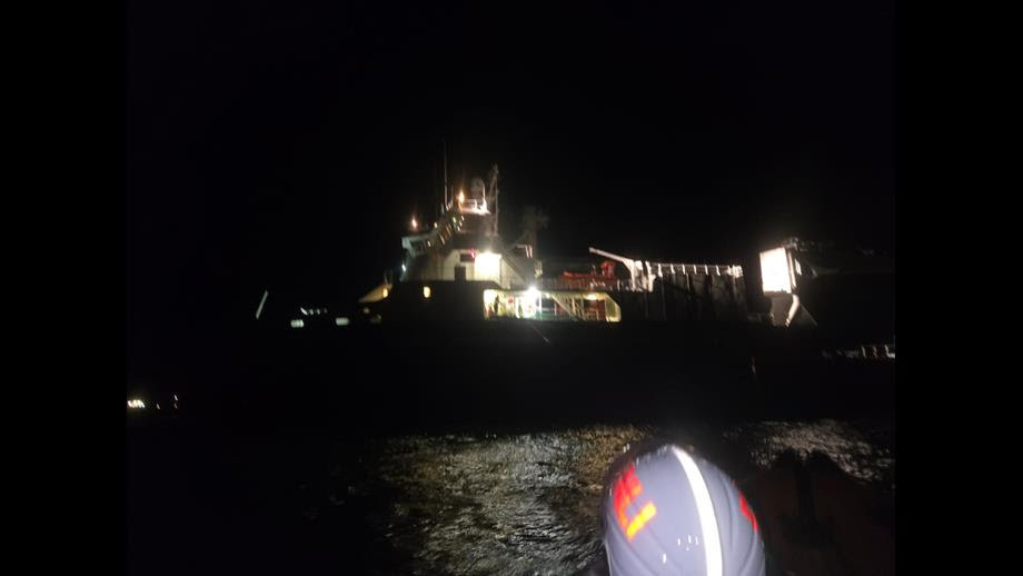 Kyle and Portree RNLI crews race to aid large cargo ship ran aground