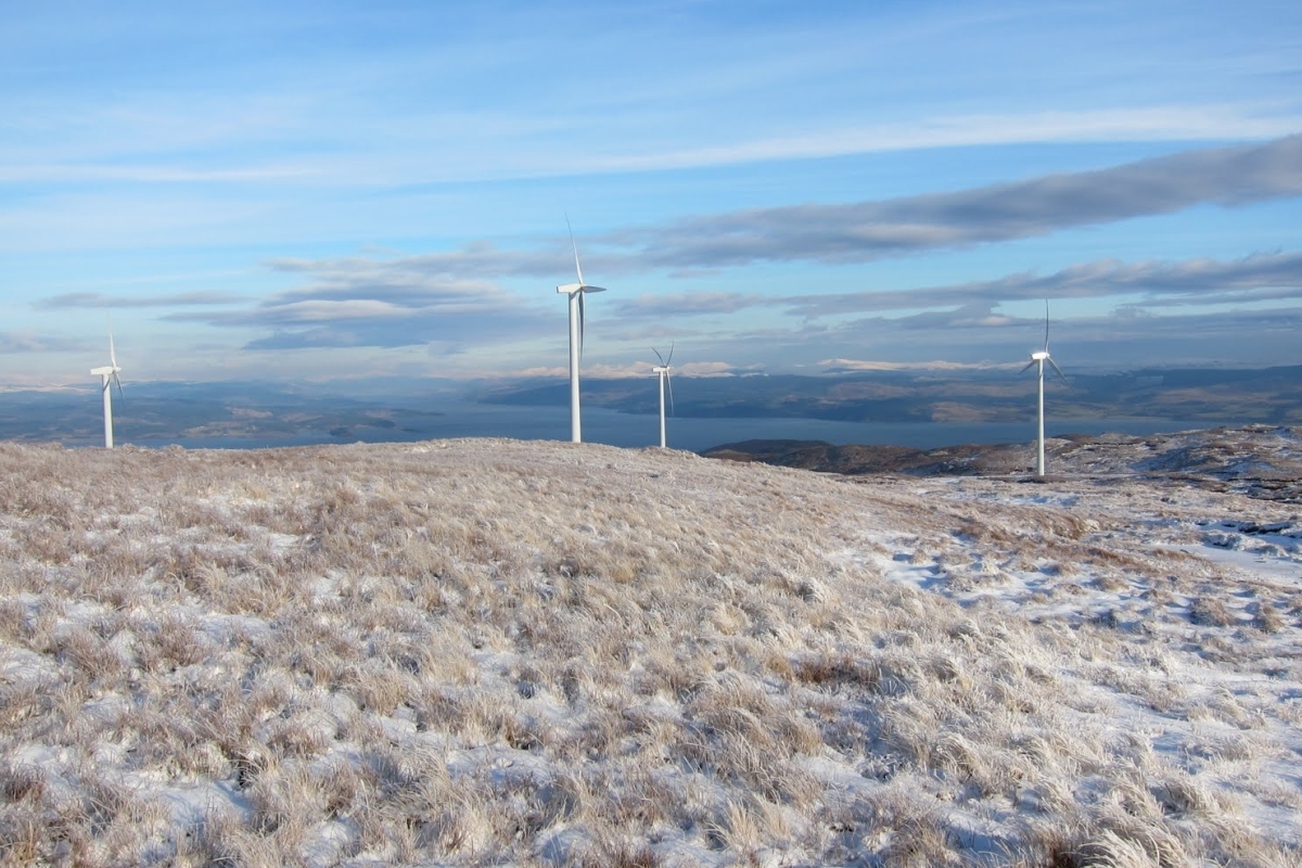 Looking south to Mheal Mhor from Allt Dearg, Photograph: Loch Fyne Wind Farms
