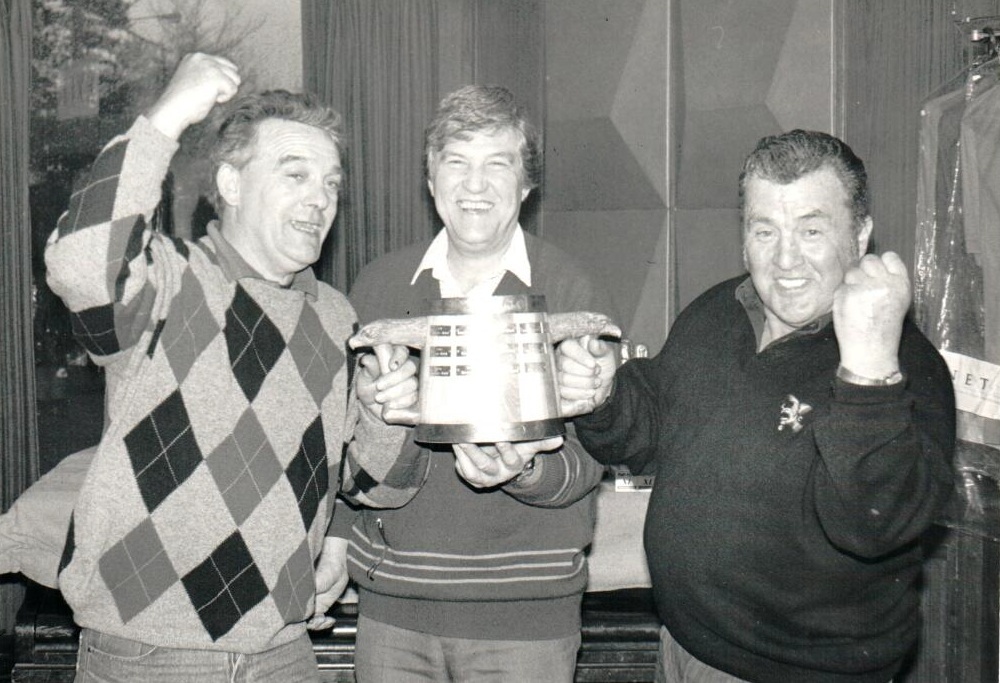 Ronald McDowall and Eddie Cannon of the Aldersyde Hotel celebrate winning the Licenced Trade Association’s charity golf day with Brian Boal. Ronald McDowall and Eddie Cannon of the Aldersyde Hotel celebrate winning the Licenced Trade Association’s charity golf day with Brian Boal.