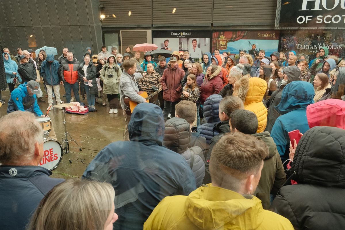 Tide Lines busking at Buchanan Street. Photograph: Nathan Dunphy. 