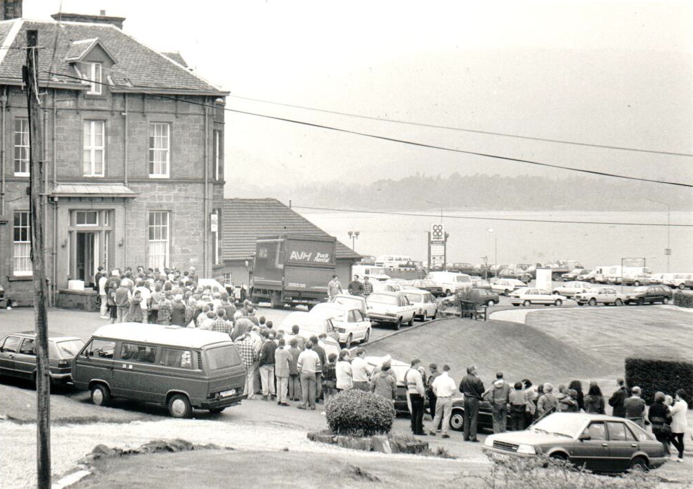 A large queue formed outside the Douglas Hotel for a sale of low priced gadgetry by Innercity Marketing of Bristol which hired the venue.