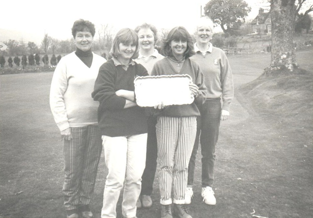 Winners of the Kiscadale Salver at Whiting Bay was the team from Shiskine, pictured here with the salver and their non-playing captain, Susie Currie. Winners of the Kiscadale Salver at Whiting Bay was the team from Shiskine, pictured here with the salver and their non-playing captain, Susie Currie.