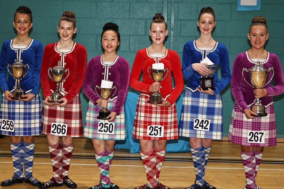 Some of the junior trophy winners from the Highland Dancing competition at Atlantis. Photograph: Kevin McGlynn 