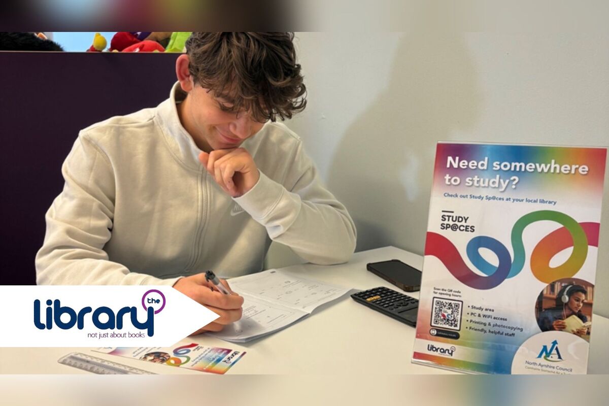 Students are being encouraged to use the study spaces being provided at libraries across North Ayrshire, including Arran Library. Photograph: NAC. Students are being encouraged to use the study spaces being provided at libraries across North Ayrshire, including Arran Library. Photograph: NAC.