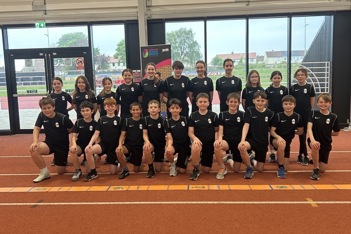 All 22 of the Arran pupils who took part in the Pan Ayrshire Sports Hall Athletics competition. Photograph: Ross Dobson. All 22 of the Arran pupils who took part in the Pan Ayrshire Sports Hall Athletics competition. Photograph: Ross Dobson.