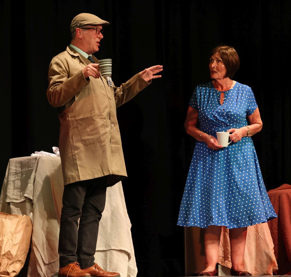 Eric Spence playing Ron in the Accent Players' production of The Spy Who Came In For The Phone with Mrs Davies, the neighbour across the landing. Photograph: Kevin McGlynn Eric Spence playing Ron in the Accent Players' production of The Spy Who Came In For The Phone with Mrs Davies, the neighbour across the landing. Photograph: Kevin McGlynn