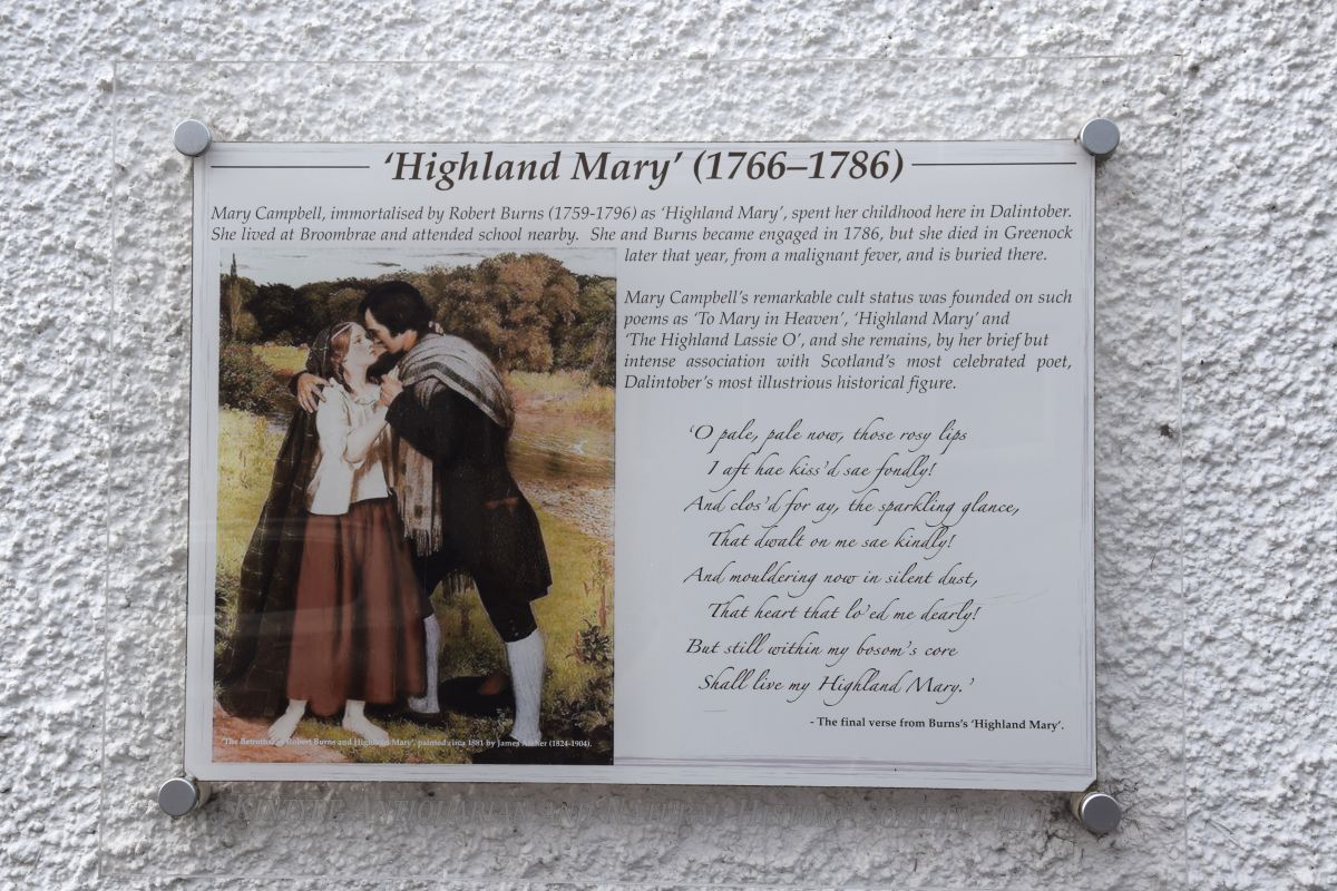 A plaque at Glen Scotia Distillery honours the town’s connection to ‘Highland Mary’.